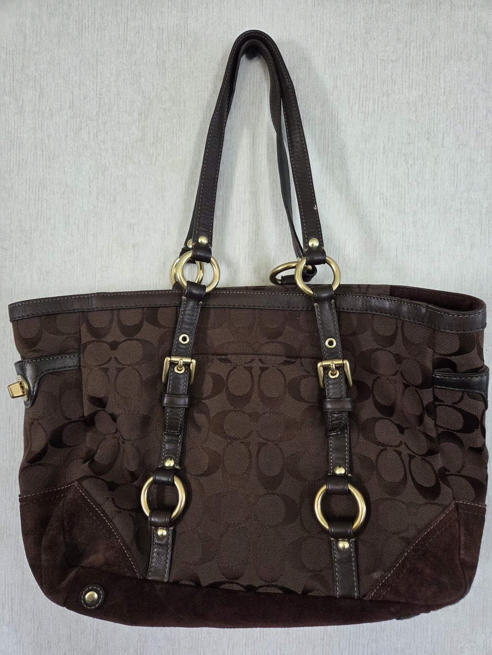Coach Gallery Brown Signature Logo Tote with Gold-Tone Hardware